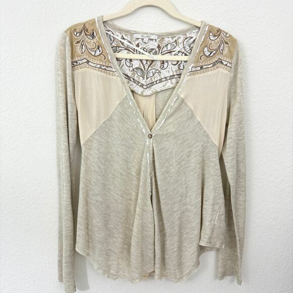 Miss Me Womens Pieced Cardigan Sweater Size S Style MDJ246L Embroider Natural - Picture 1 of 10